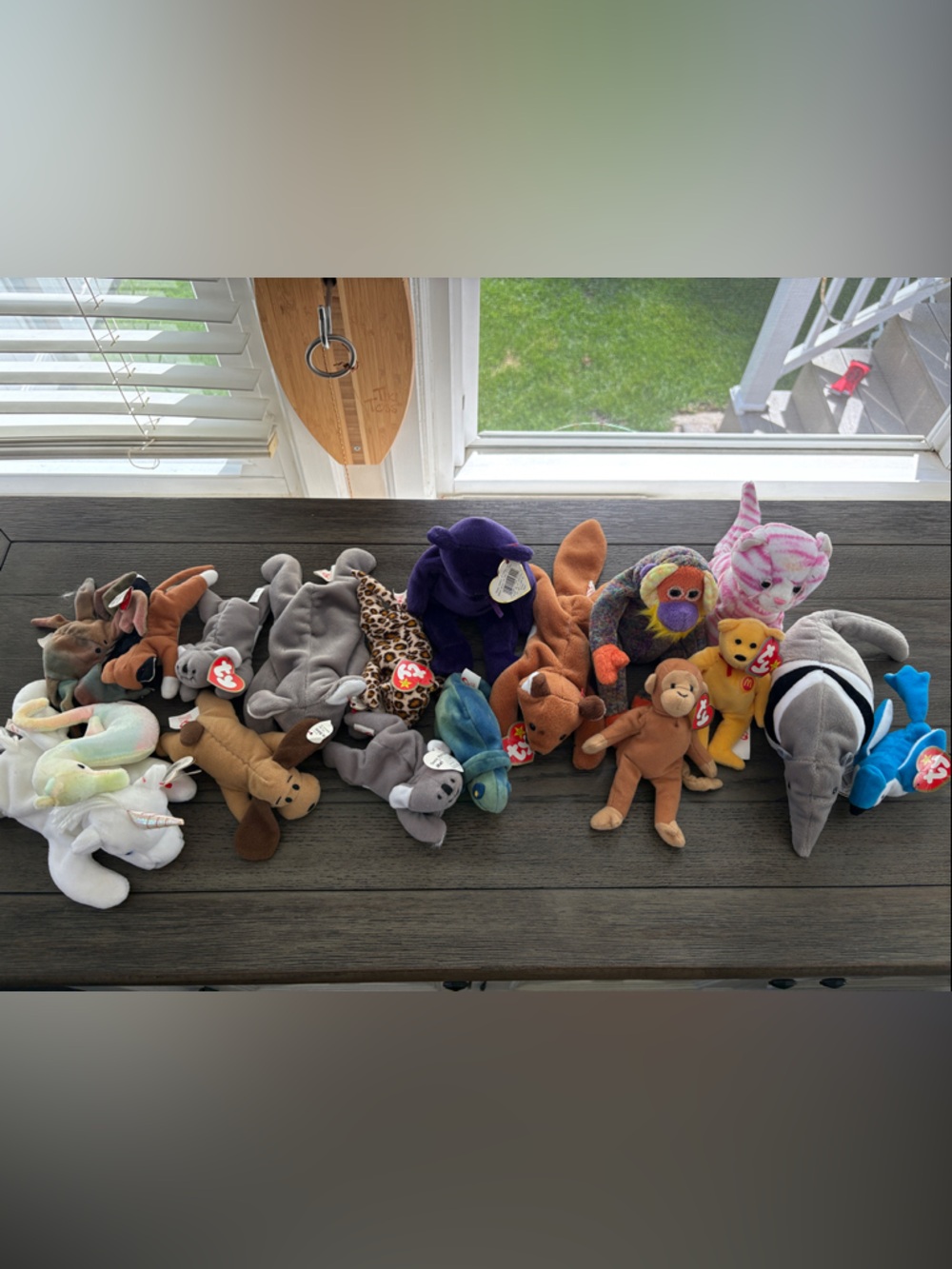 Ty Multi-Color Plush Beanie Baby Lot with Brown, Gray, Purple, Yellow